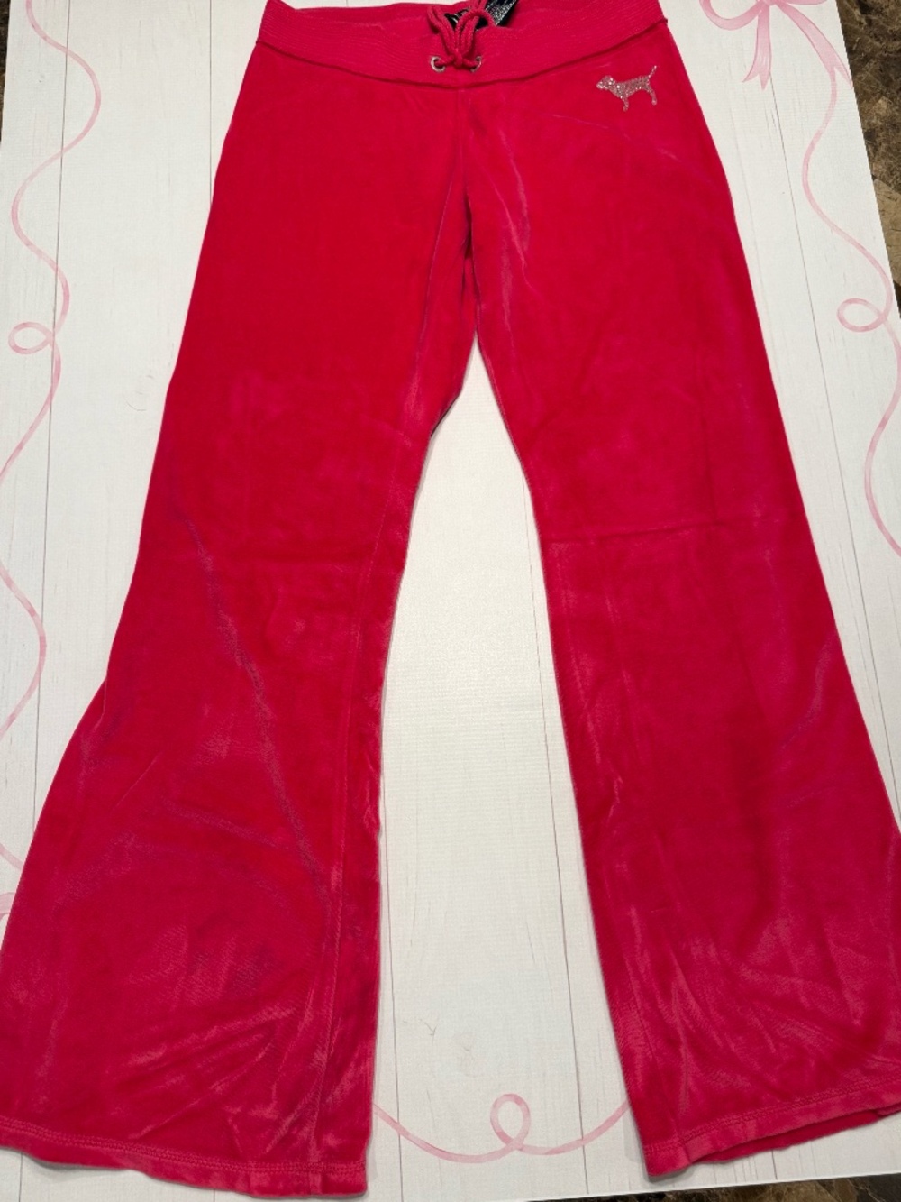 Pink Vintage Velour Flare Pants Pink Size Small